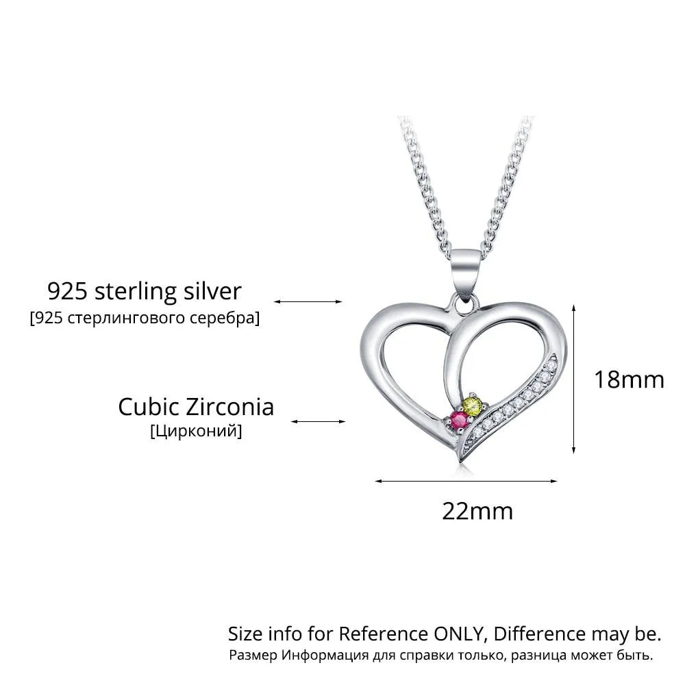 Personalized Women’s 925 Sterling Silver Name Necklace with Heart Pattern Pendant & Birthstone, Classic Jewelry Birthday Gift for Girl Friend
