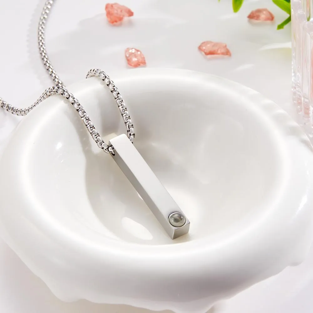 Photo Projection 3D Bar Necklace Vertical Bar Necklace Gifts For Father