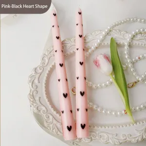 Pink-Black Heart Smokeless Pillar Candle 2pc