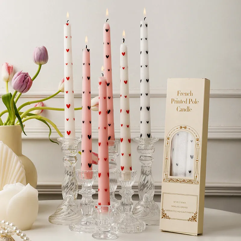 Pink-Black Heart Smokeless Pillar Candle 2pc