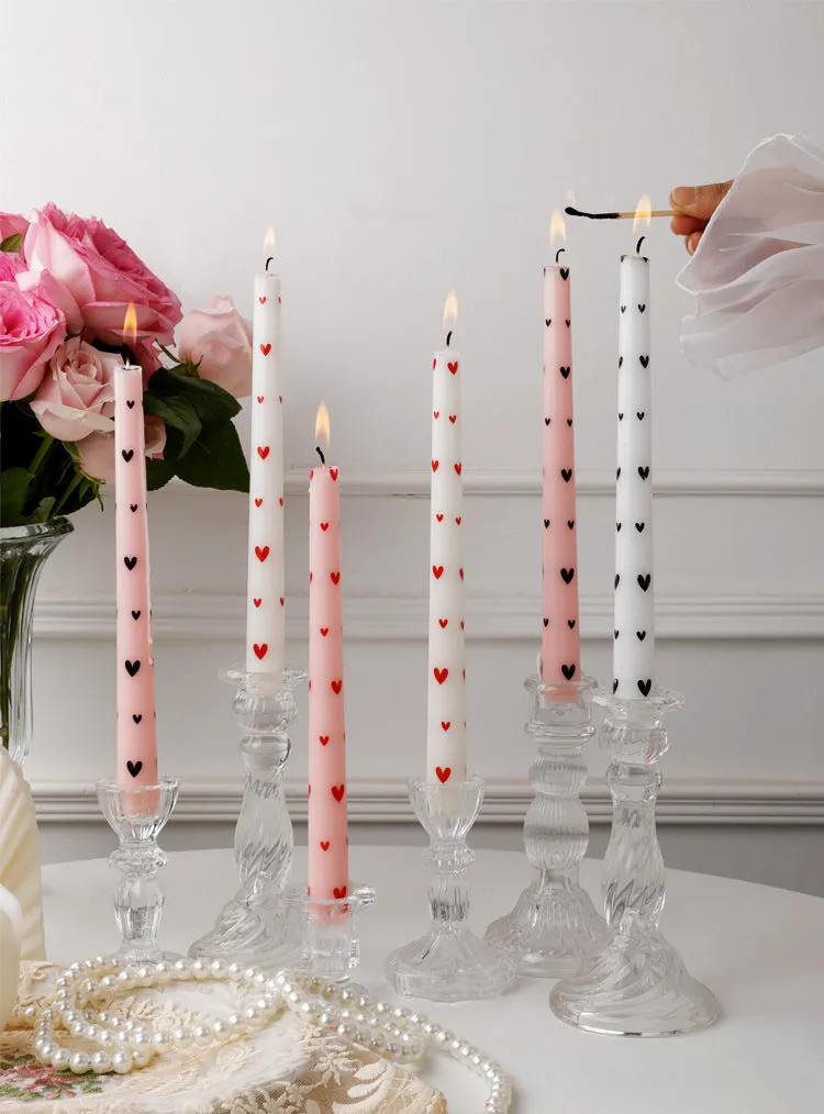 Pink-Black Heart Smokeless Pillar Candle 2pc