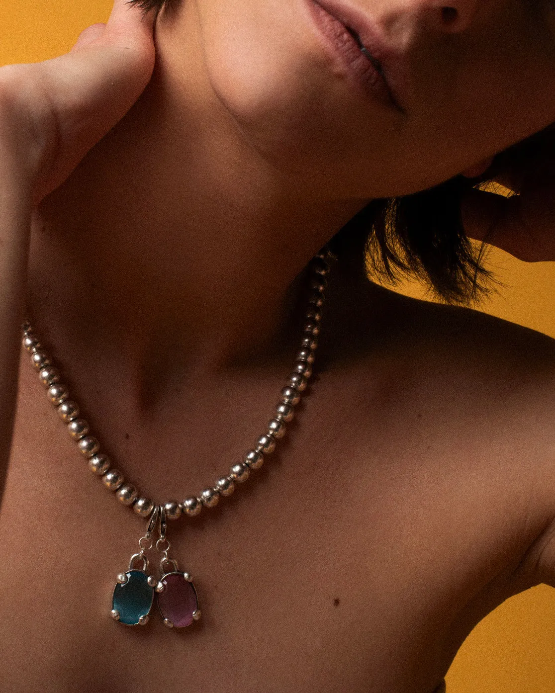 Pink Diamond Charm Silver