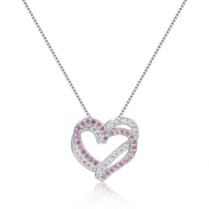 Pink Sapphire Open Heart Necklace
