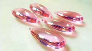 Pink Smooth Teardrops Chandelier Crystals, 38mm Pack of 5