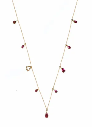 Pink Tourmaline Necklace With Diamond Heart Charm