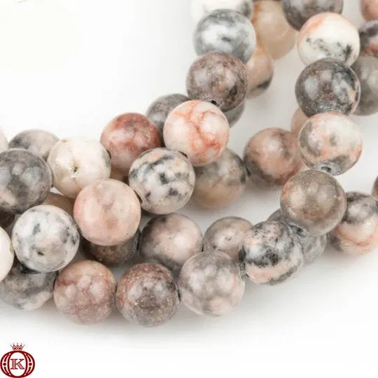 Pink Zebra Jasper Beads Smooth Round