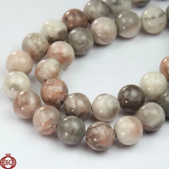 Pink Zebra Jasper Beads Smooth Round