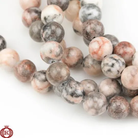 Pink Zebra Jasper Beads Smooth Round