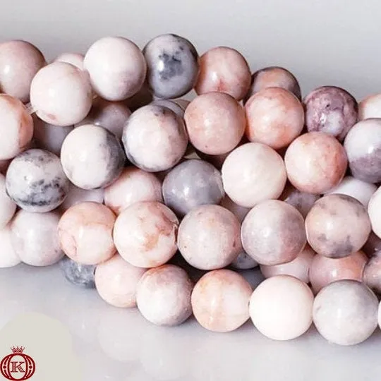 Pink Zebra Jasper Beads Smooth Round