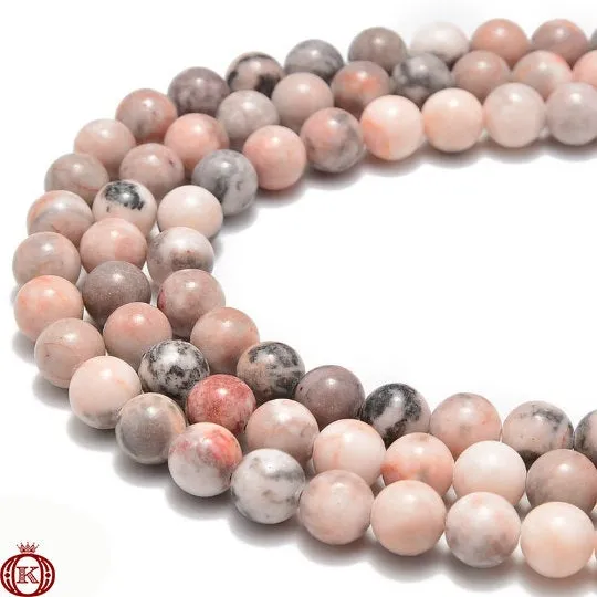 Pink Zebra Jasper Beads Smooth Round