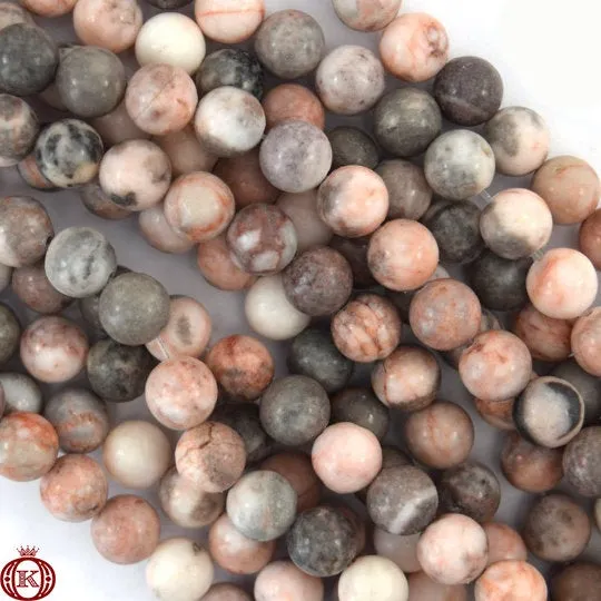 Pink Zebra Jasper Beads Smooth Round