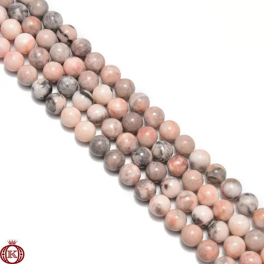 Pink Zebra Jasper Beads Smooth Round