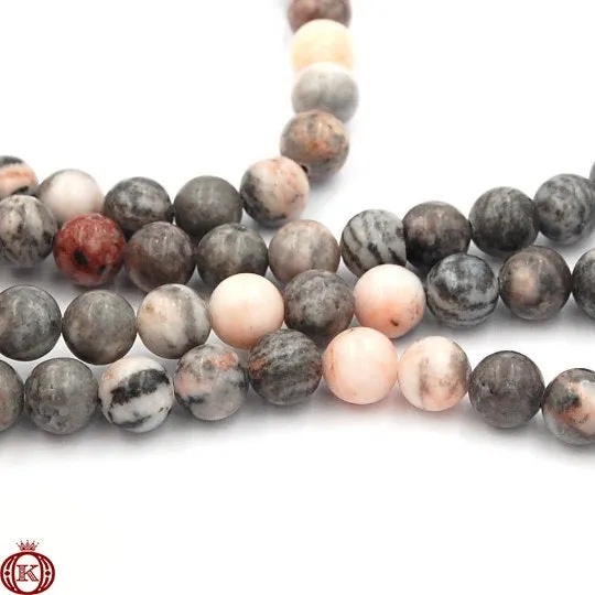 Pink Zebra Jasper Beads Smooth Round