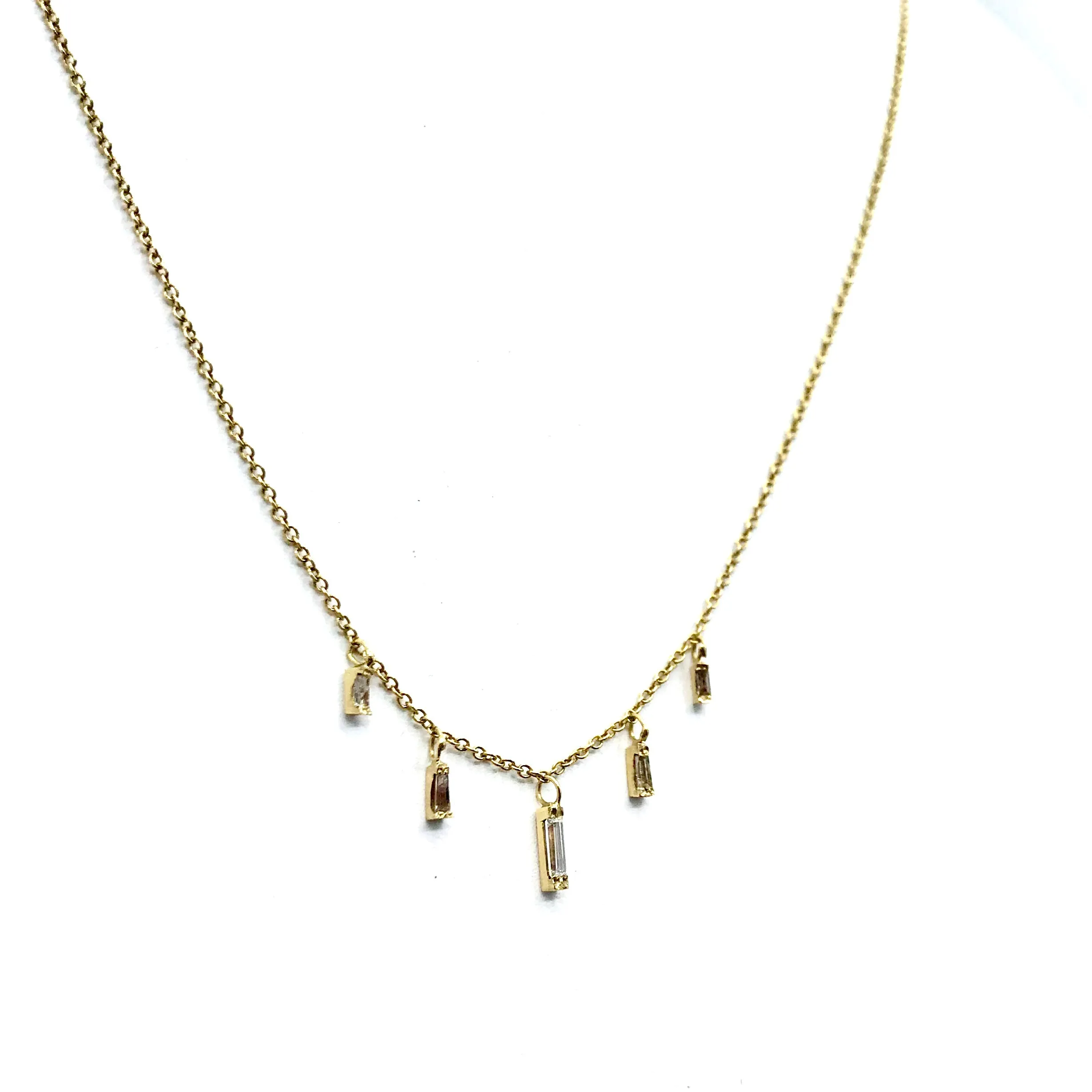 Polished Diamond Icicles on Gold Chain