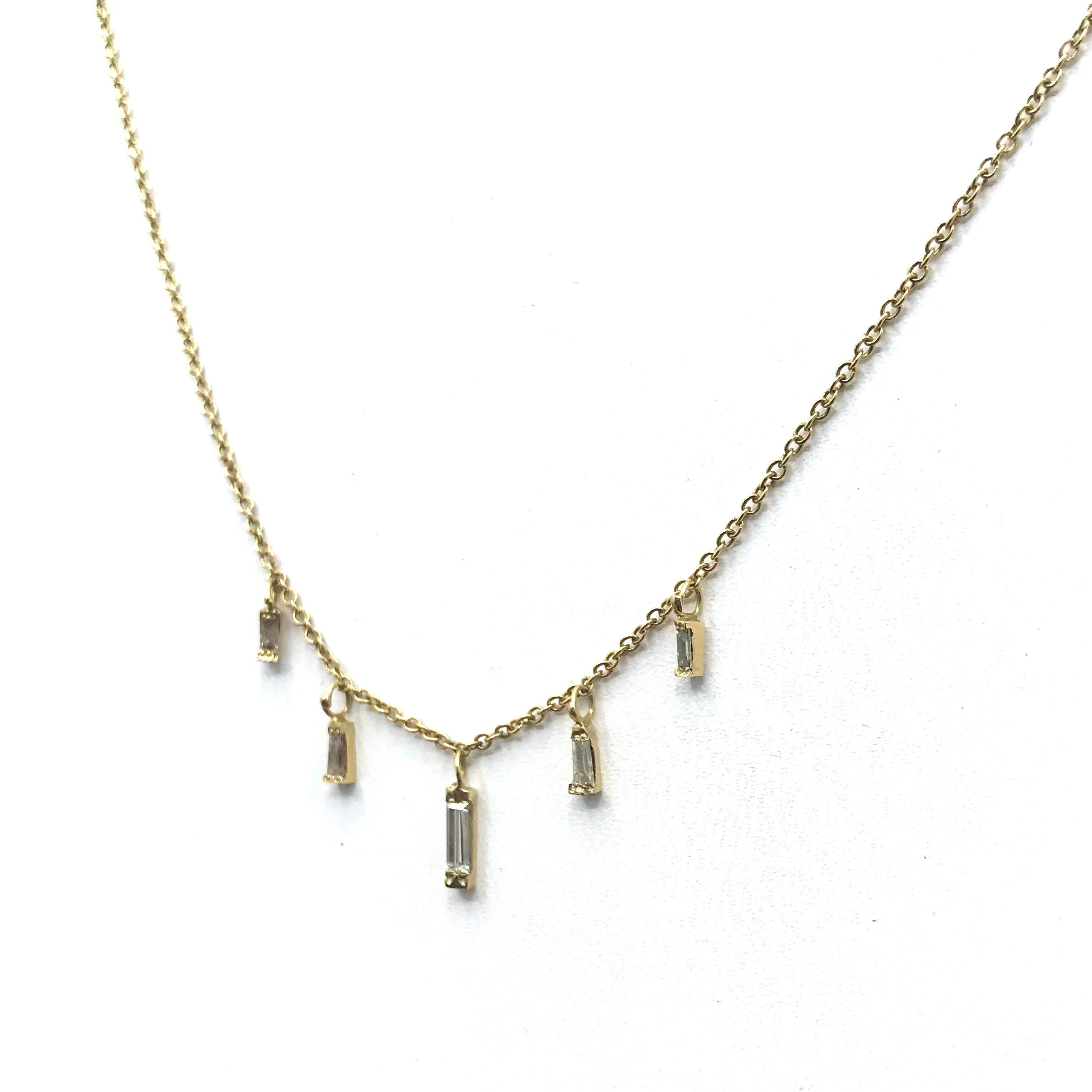 Polished Diamond Icicles on Gold Chain