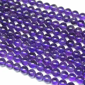 Purple African Amethyst Smooth Round Ball Loose Beads Strand 14" 6mm
