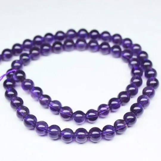Purple African Amethyst Smooth Round Ball Loose Beads Strand 14" 6mm