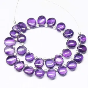 Purple Amethyst Smooth Pear Drop Briolette Gem Loose Bead Strand 8mm 10mm 6"