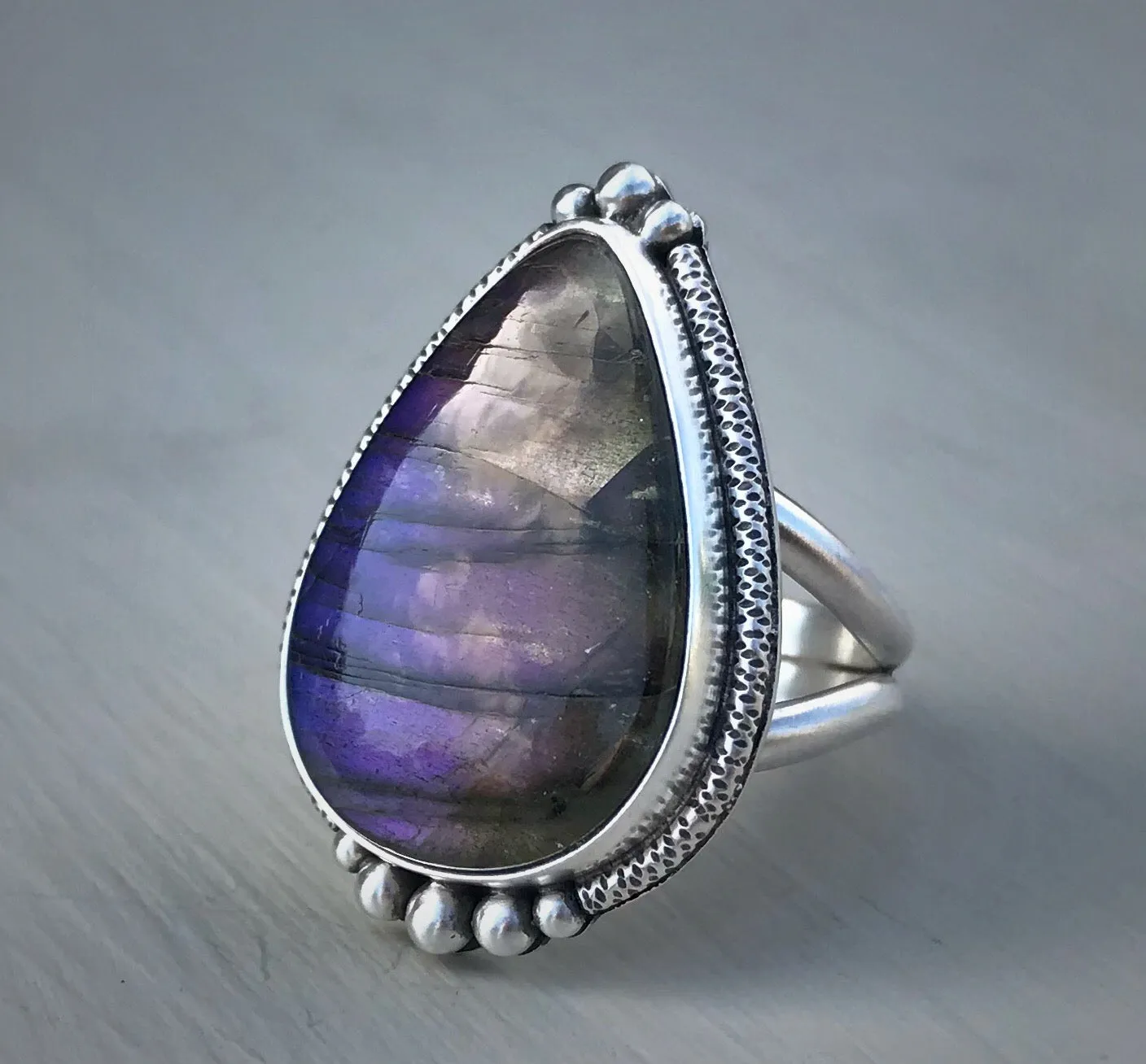 Purple Labradorite Ring