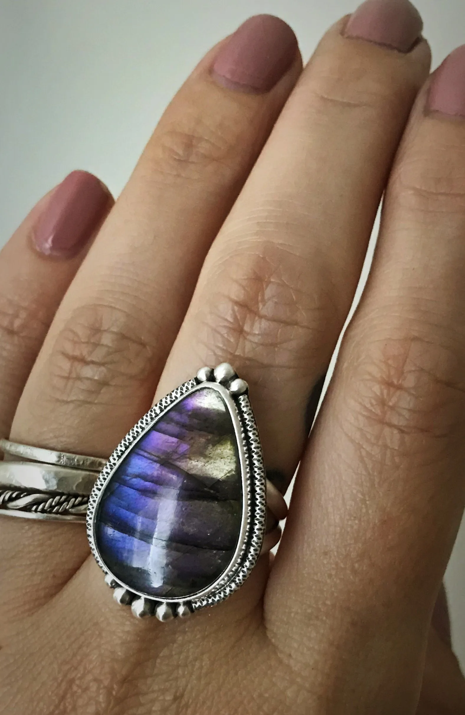 Purple Labradorite Ring