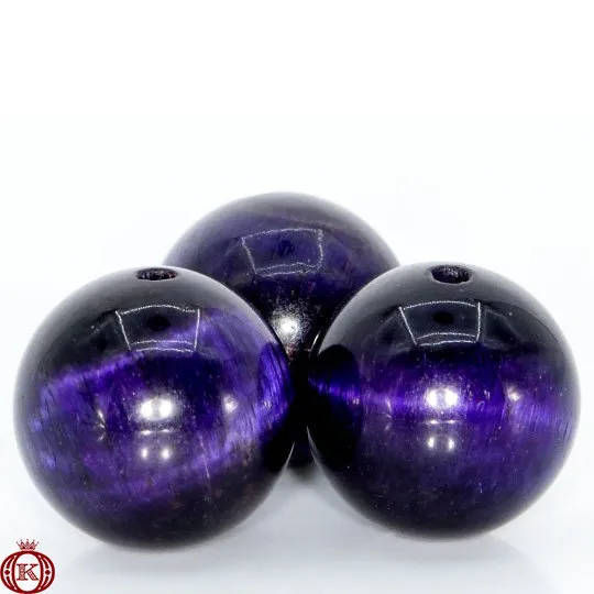 Purple Tiger Eye Beads Smooth Round
