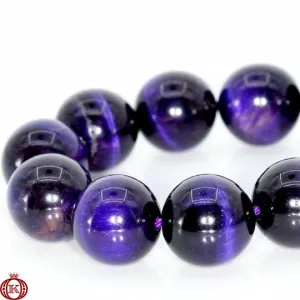 Purple Tiger Eye Beads Smooth Round
