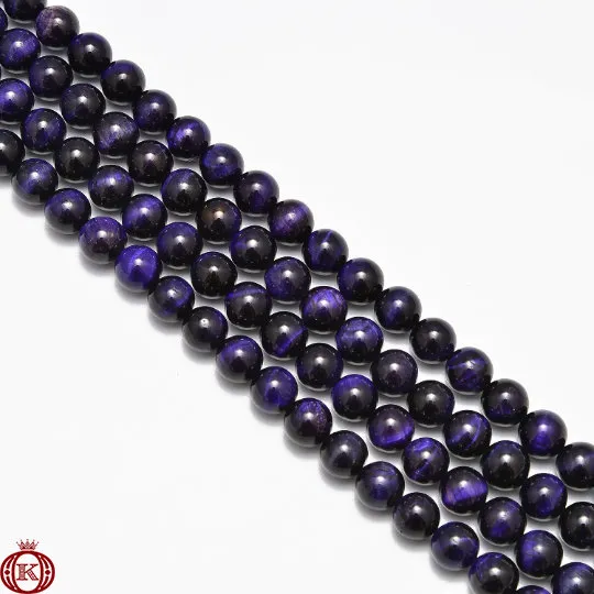 Purple Tiger Eye Beads Smooth Round