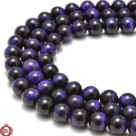 Purple Tiger Eye Beads Smooth Round