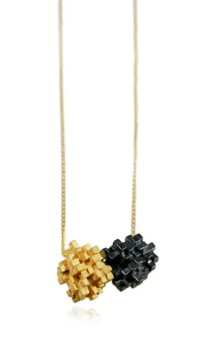 "T" Cube Necklace Gold & Black