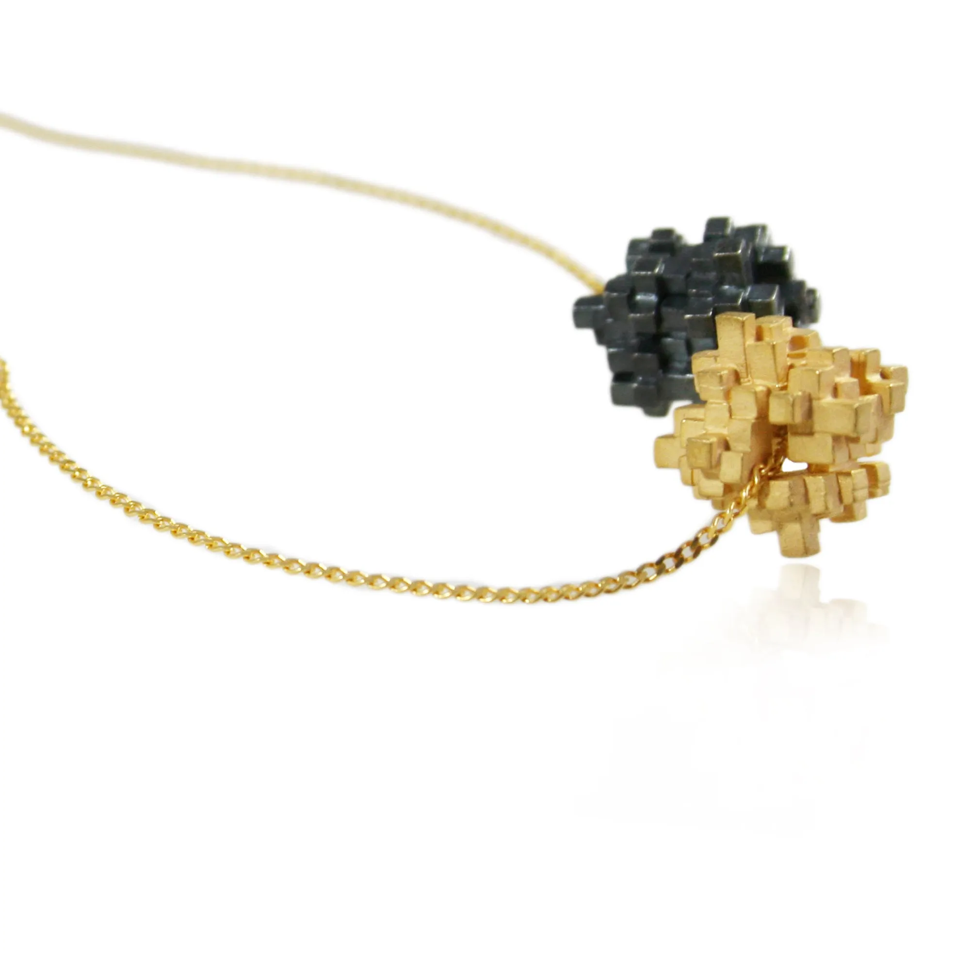 "T" Cube Necklace Gold & Black