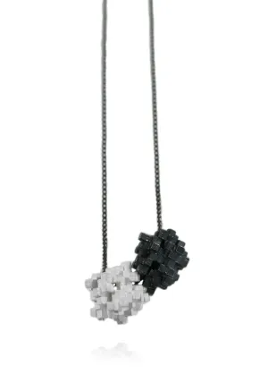 "T" Cube Necklace Silver & Black
