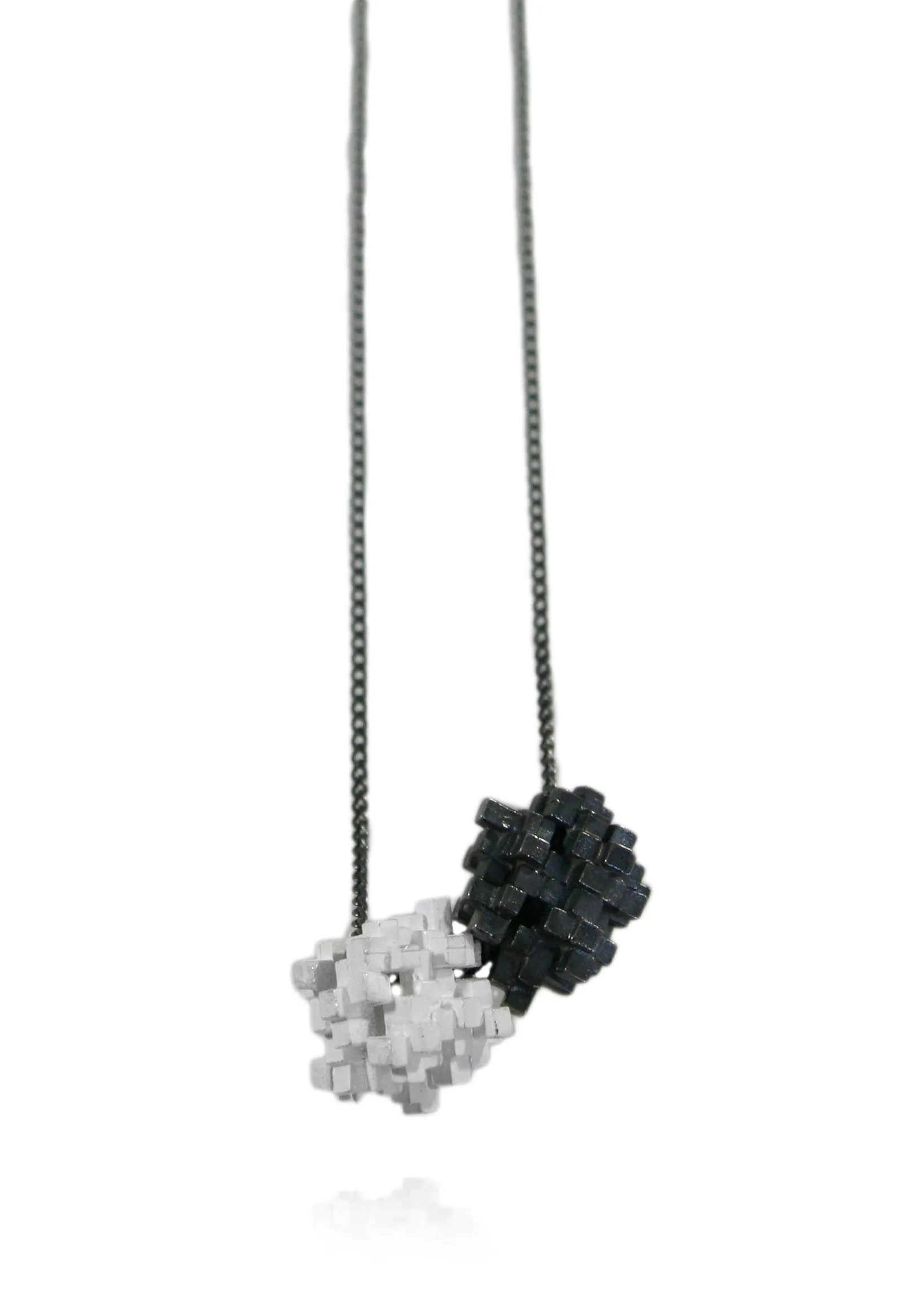 "T" Cube Necklace Silver & Black