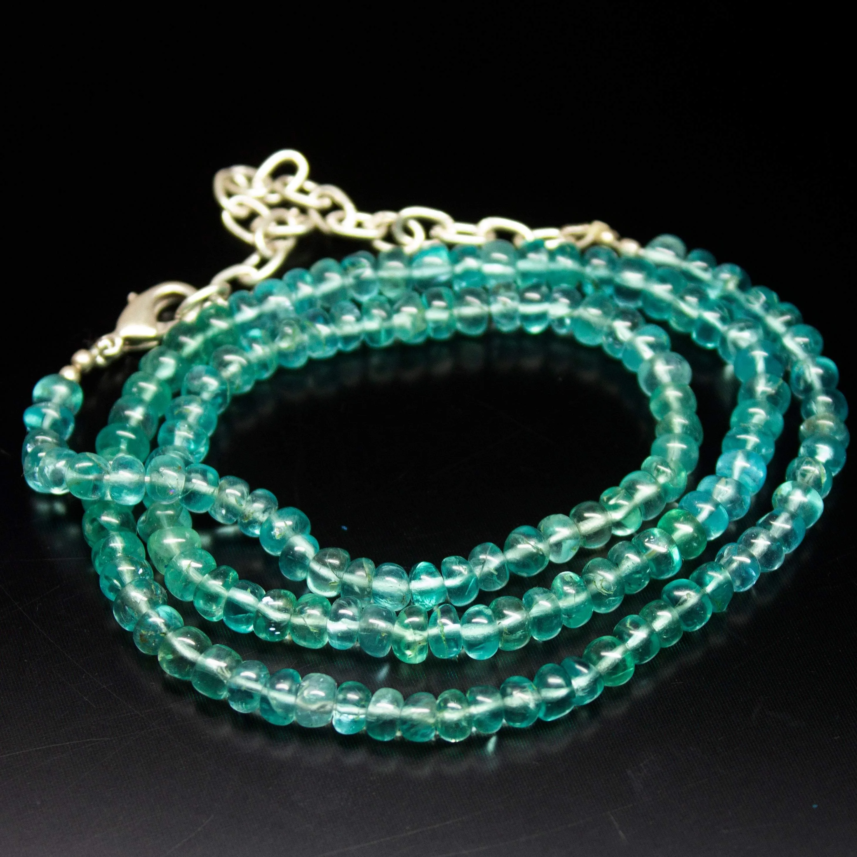 Ready to wear, 20 inch, 4-5mm, Blue Apatite Smooth Rondelle Beaded Necklace, Apatite Beads
