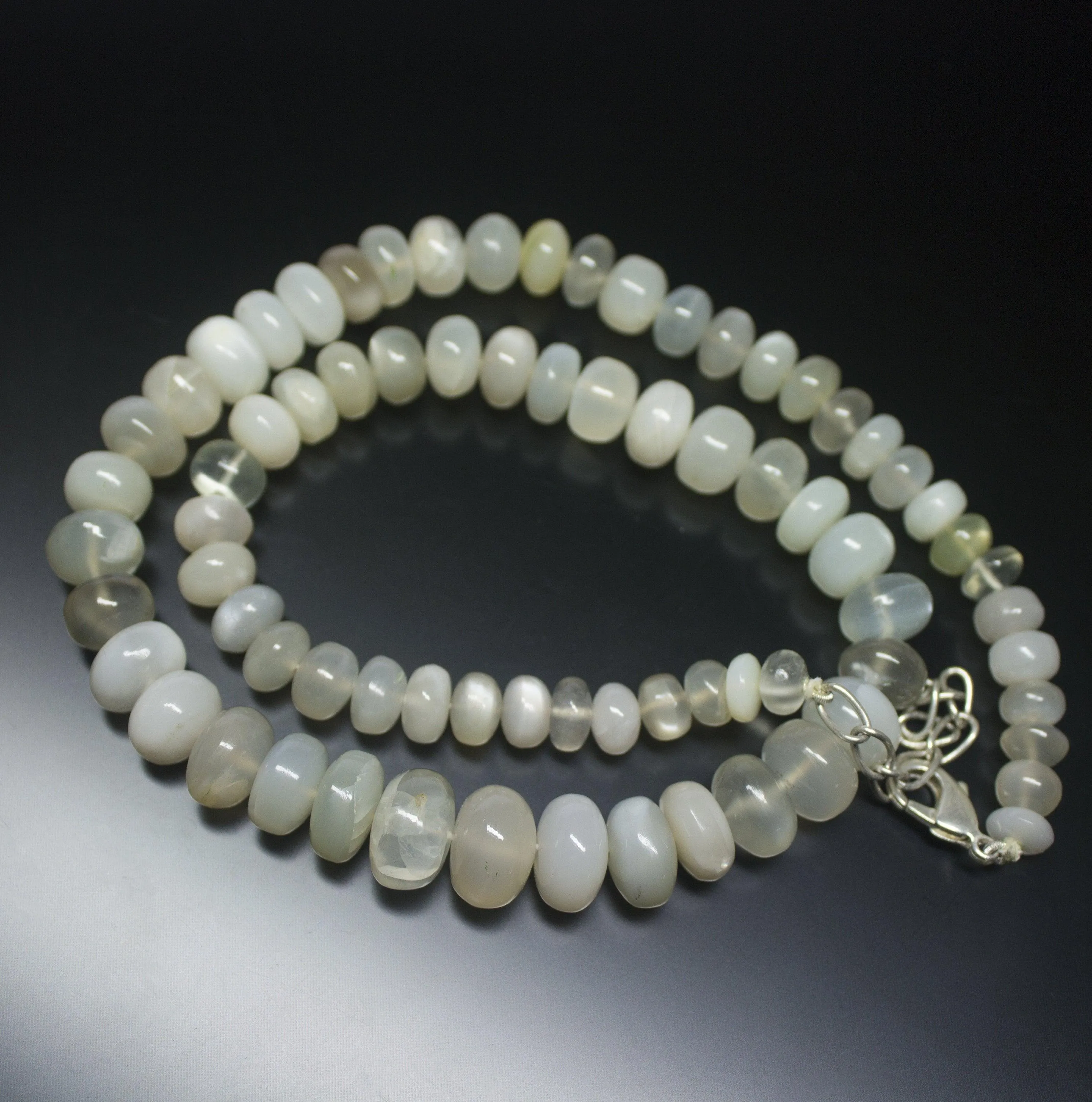 Ready to wear - Natural White Gemstone Smooth Rondelle Loose Gemstone Beaded Necklace