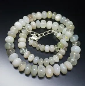 Ready to wear - Natural White Gemstone Smooth Rondelle Loose Gemstone Beaded Necklace