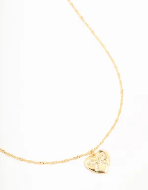 Real Gold Plated Heart Bow Locket Pendant Necklace