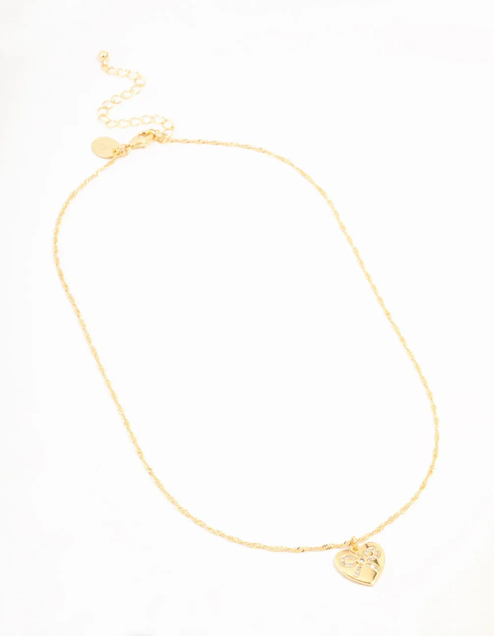 Real Gold Plated Heart Bow Locket Pendant Necklace