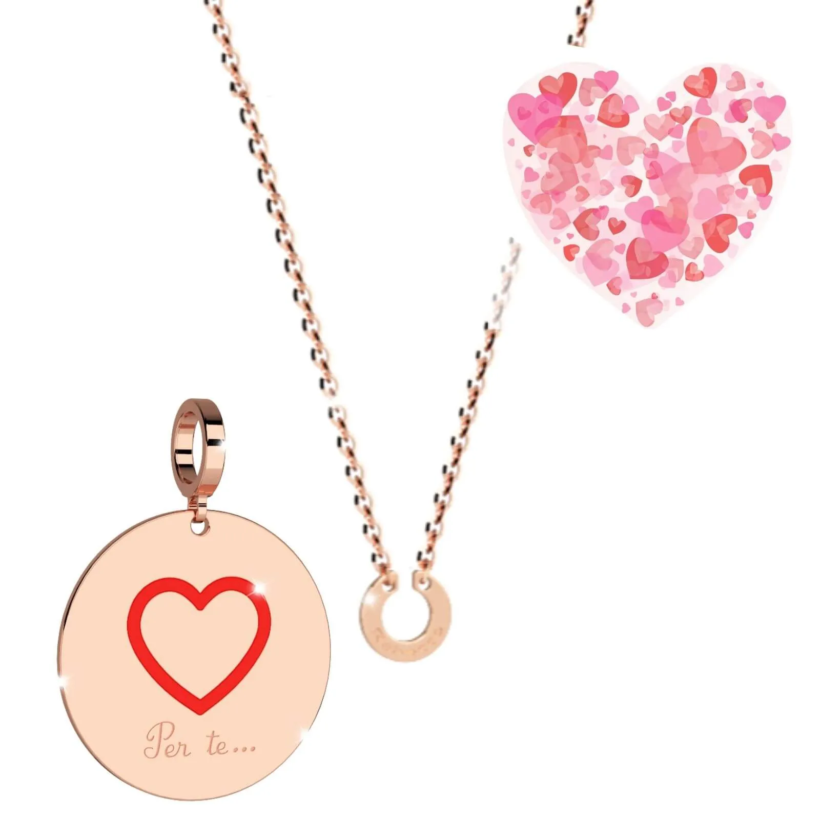 Rebecca My World Rose Gold Valentines Necklace Set