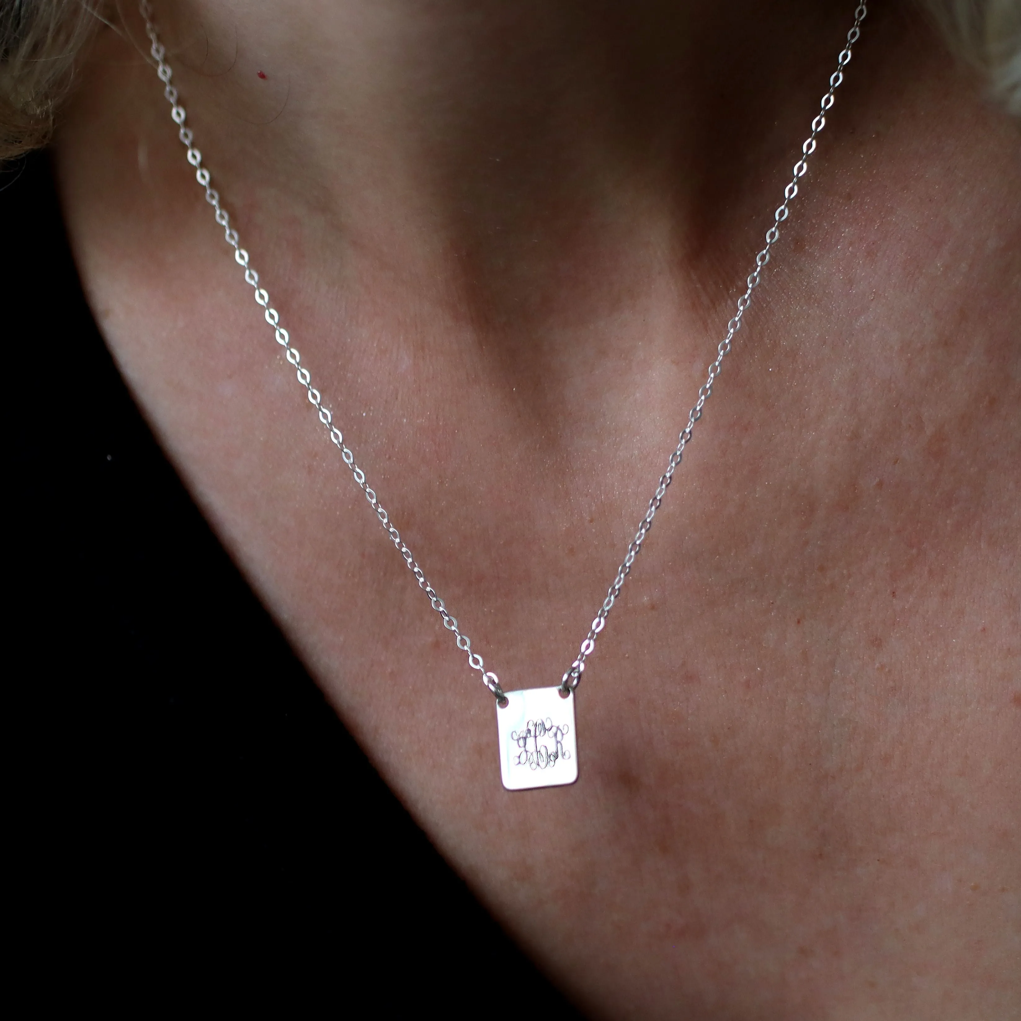Rectangular Monogram Pendant - Personalized Gift for her