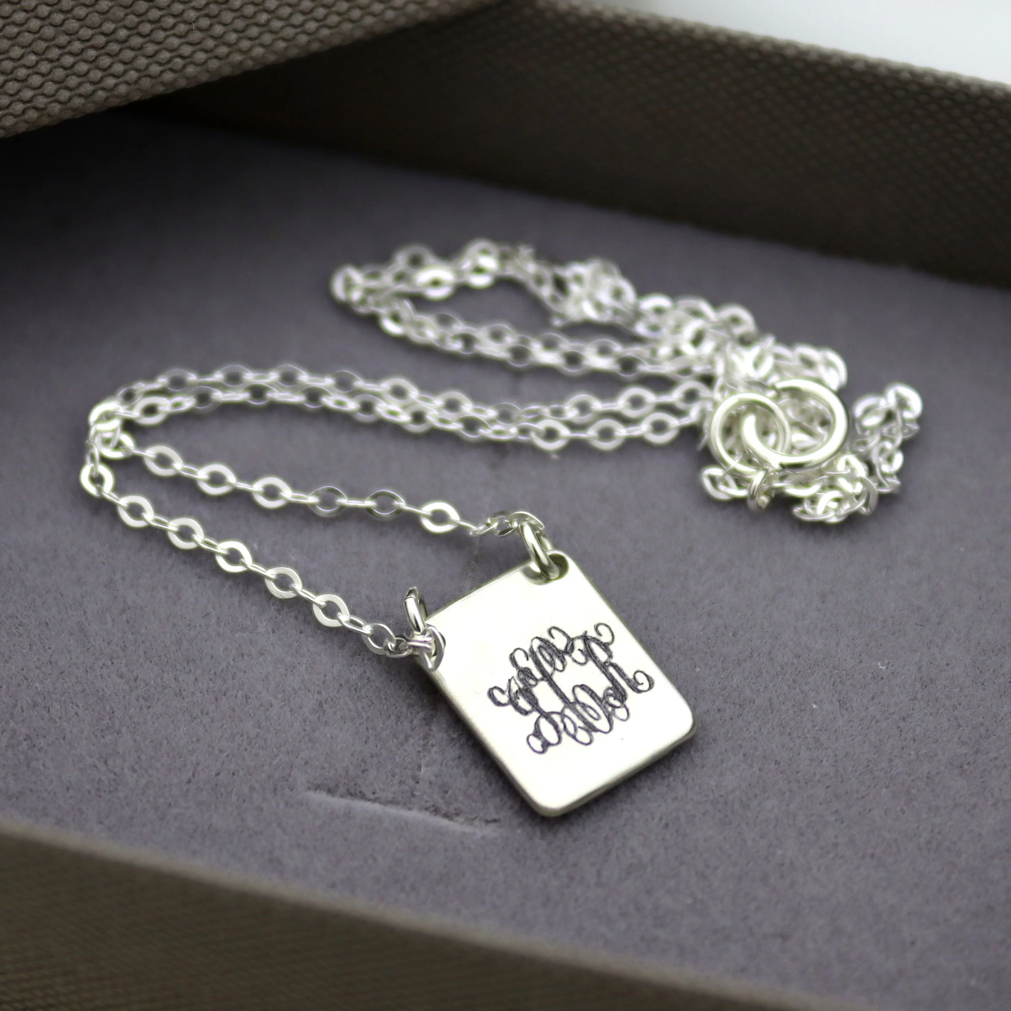Rectangular Monogram Pendant - Personalized Gift for her