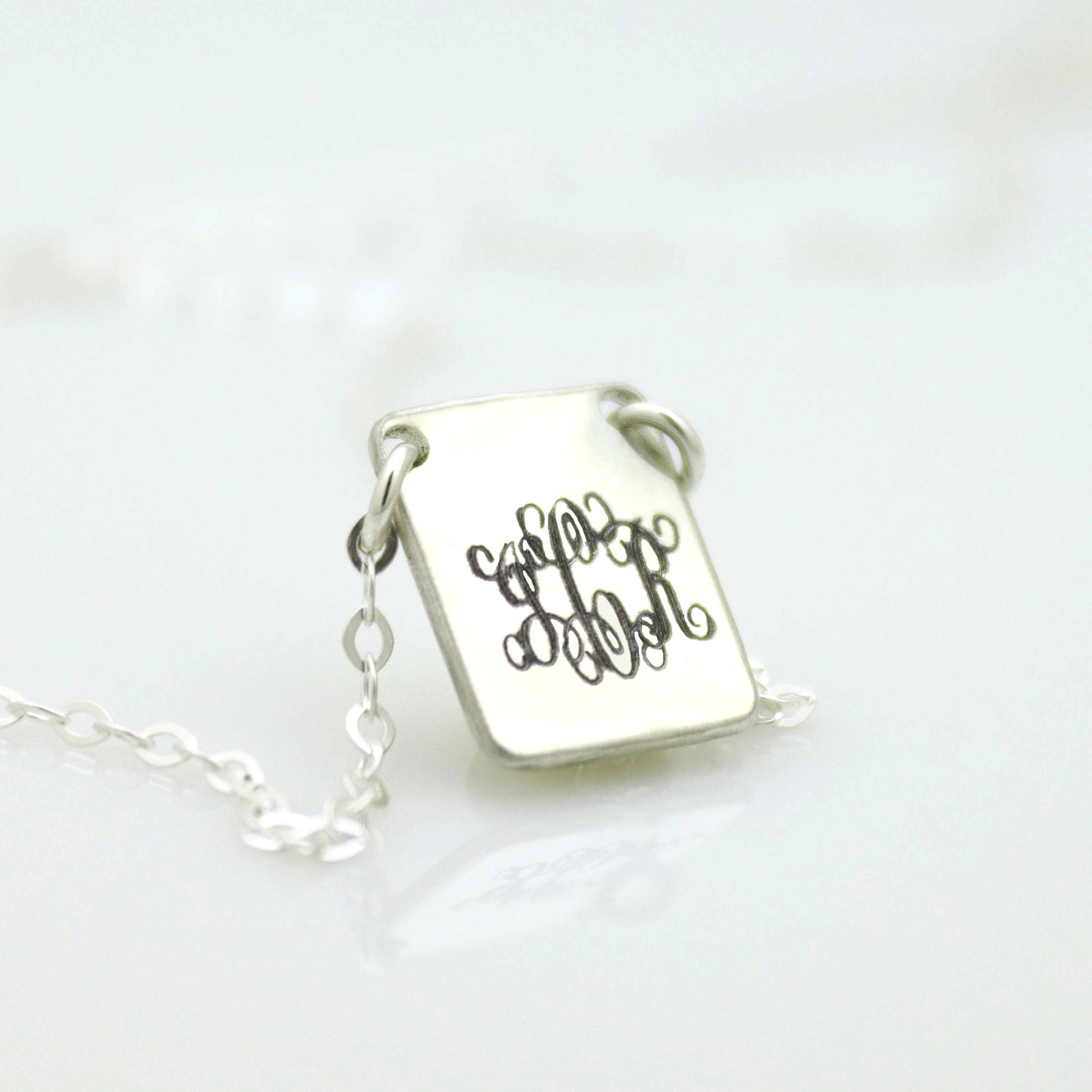 Rectangular Monogram Pendant - Personalized Gift for her
