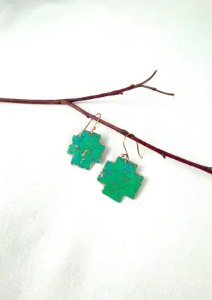 Recycled copper drop earrings