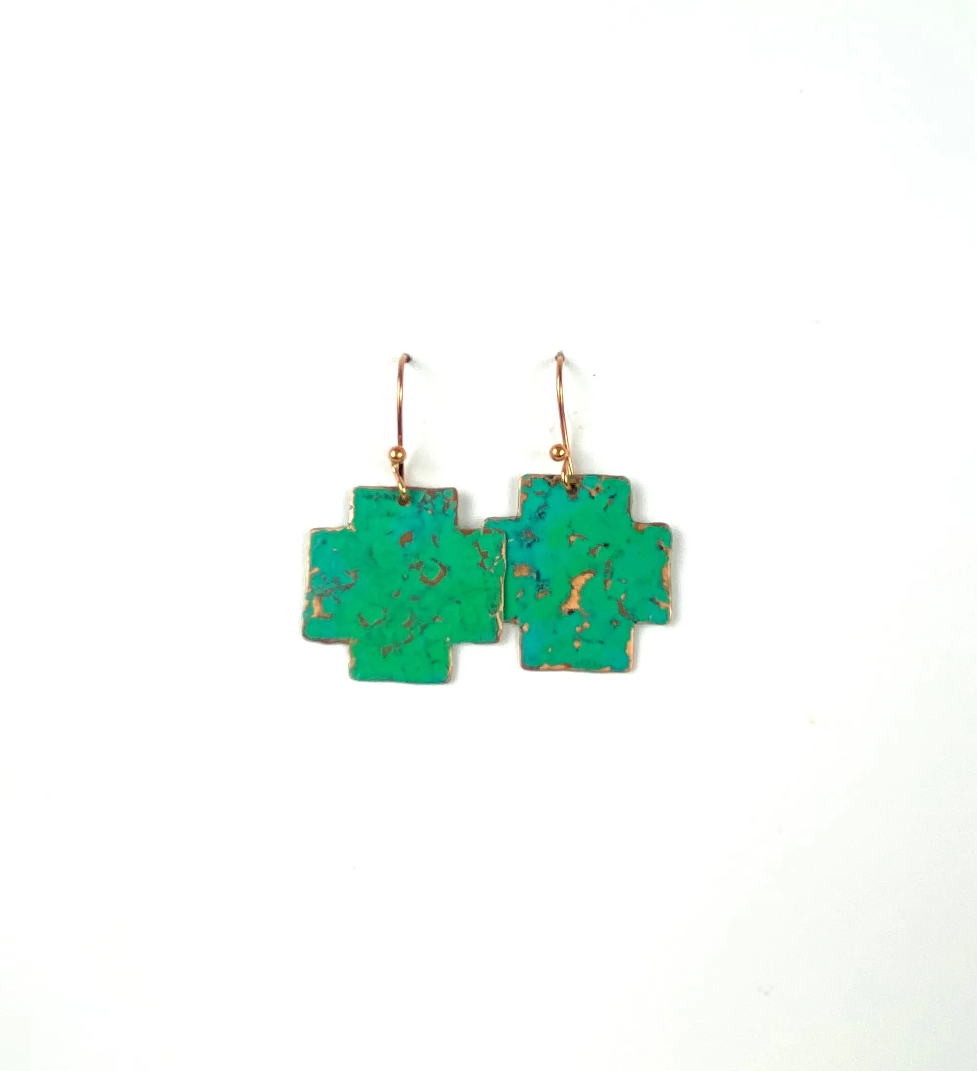Recycled copper drop earrings