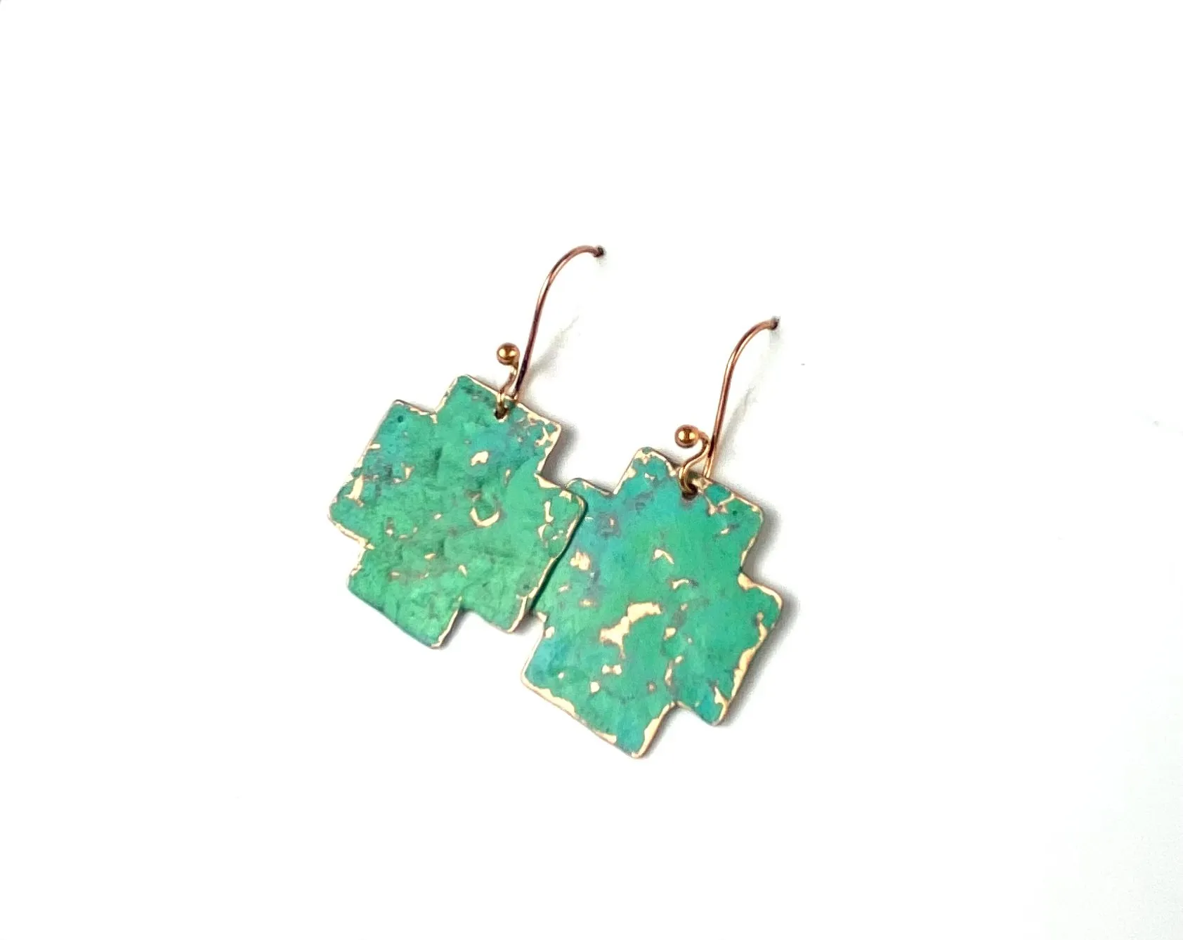 Recycled copper drop earrings