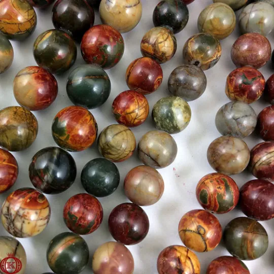 Red Creek Jasper Beads Smooth Round