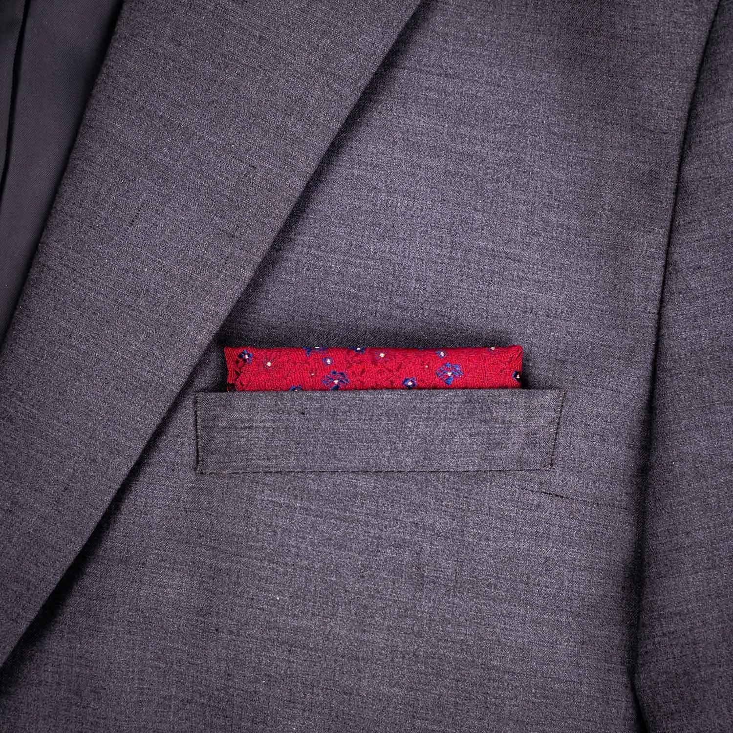 Red Flower Pocket Square