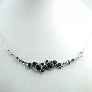 Red Garnet Pendant Necklace 925 Sterling Silver Gift Handmade Hadar Designers (H