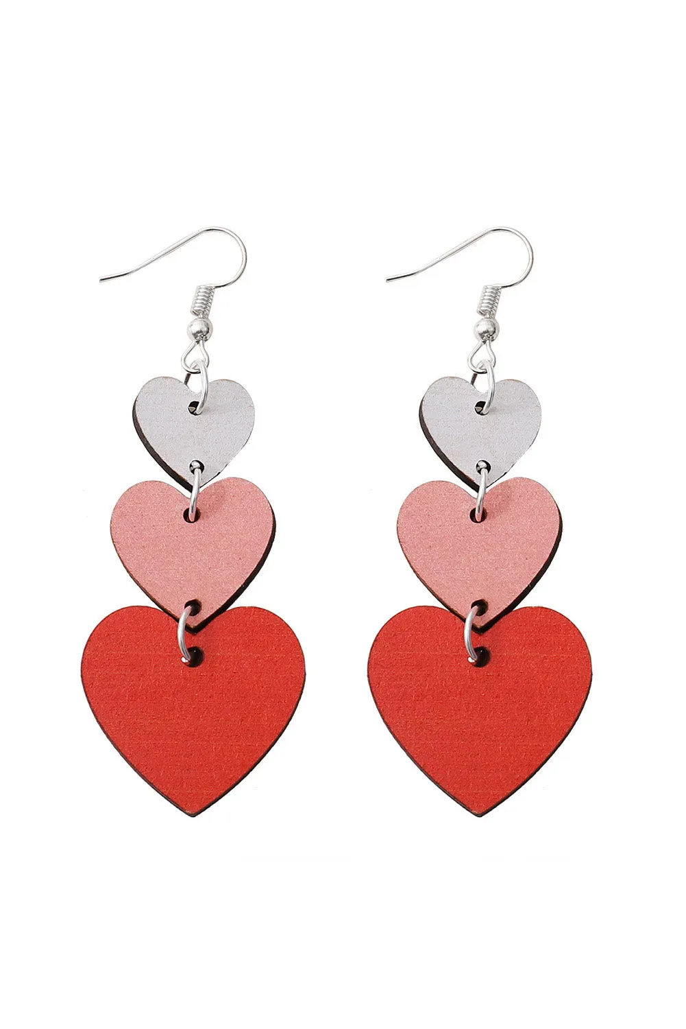 Red Valentines Day Heart Shape Tiered Dangle Earring