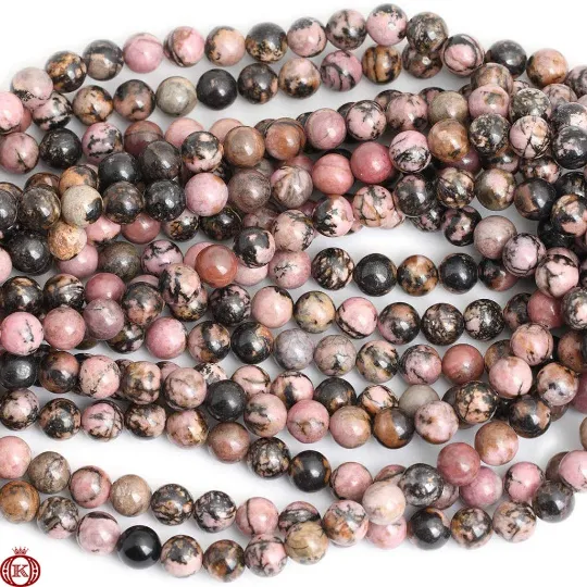 Rhodonite Beads Smooth Round