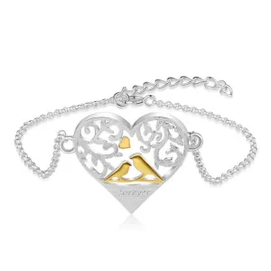 Romantic Love Bird in a Heart Bracelet